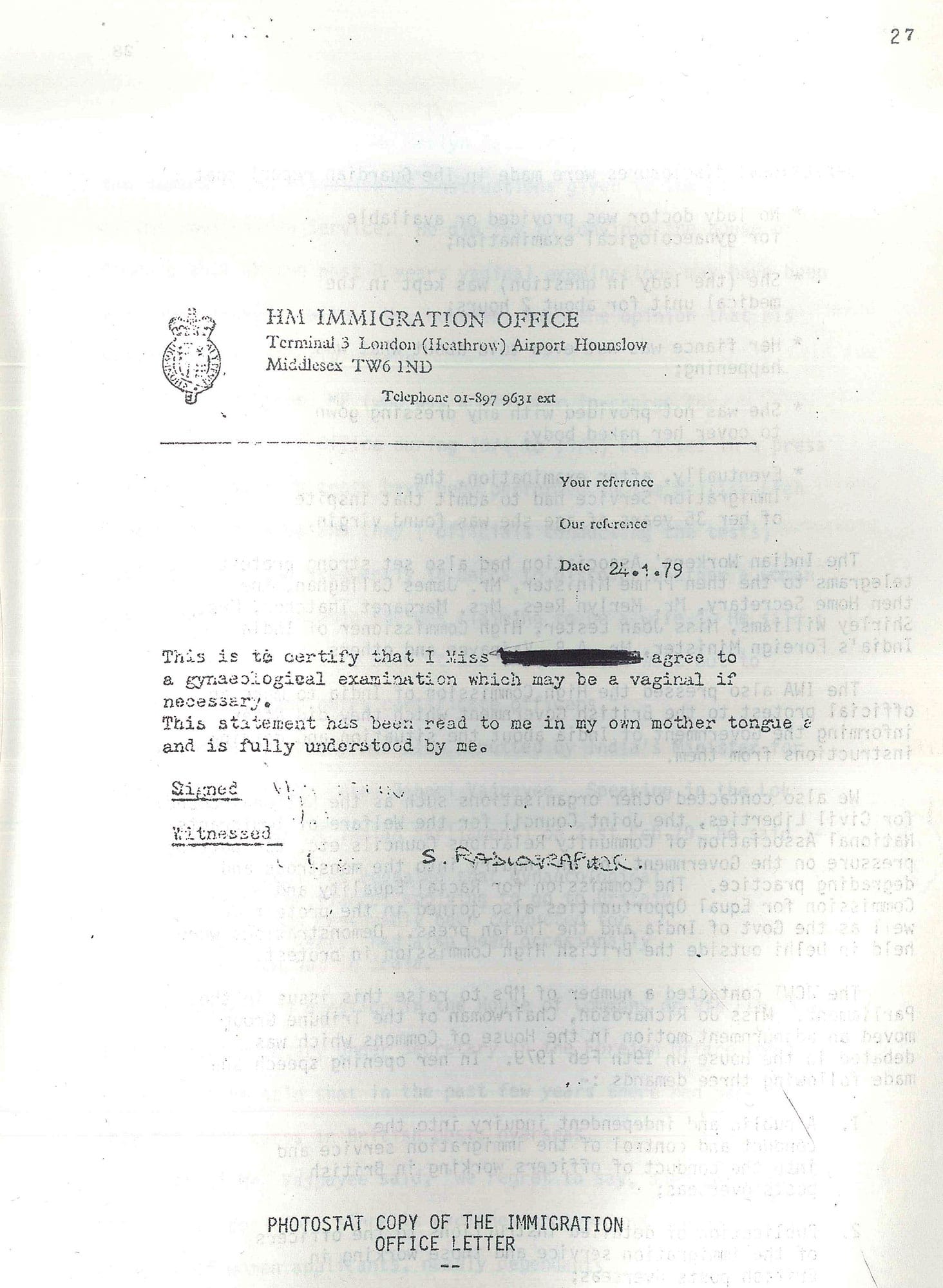 IWA Southall - Immigration-form virginity test